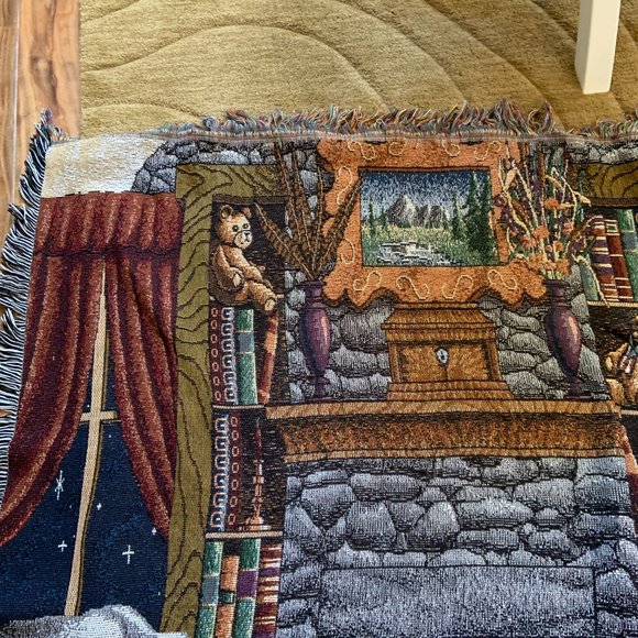 Dog & Bears  by the Fireplace Throw - Picture 4 of 5